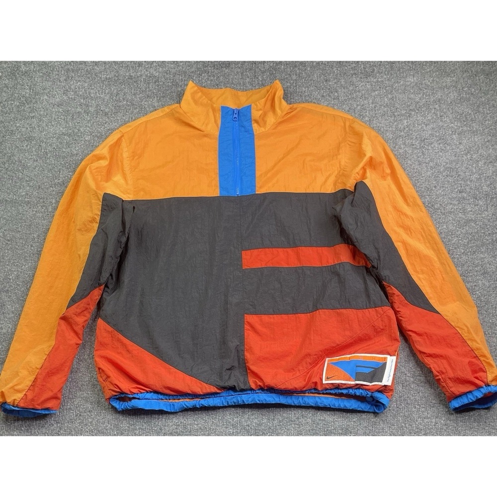 Vintage Nike Flight Jacket Men's L Orange  Multi Color Quarter Zip Basketball - Picture 3 of 10